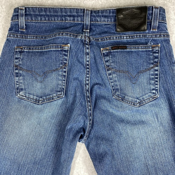 Harley-Davidson Bootcut Jean Women 10 Regular 32x32 Blue Excellent Stretch Biker - Picture 10 of 12